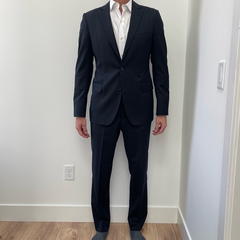 Brooks Brothers Men’s Fitzgerald Fit Two-Button 1818 Suit 40R/34W Navy Pinstripe